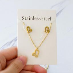 LUXUKISSKIDS Chic Heart Indian Fine Jewelry Sets For Women/Girls Wedding Crown Steel Necklace Earring Set Bijoux Bulk Wholesale