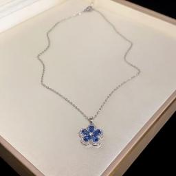 DREJEW Blue Flowers Female Jewelry Suite Shiny Rhinestone Piercing Ear Ornament New In Luxury Studes Party Birthday Gift