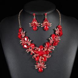 Luxury Exquisite Purple Crystal Flower Jewelry Sets For Women Wedding Party Accessories Rhinestone Stud Earrings & Necklace Gift