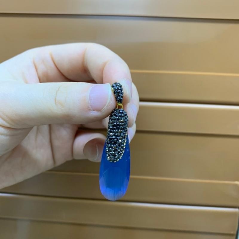 ZHUKOU 13x52mm Fashion Black High-end Pendant for Women's Handmade Necklace Earrings Jewelry Accessories Making Model: VD507