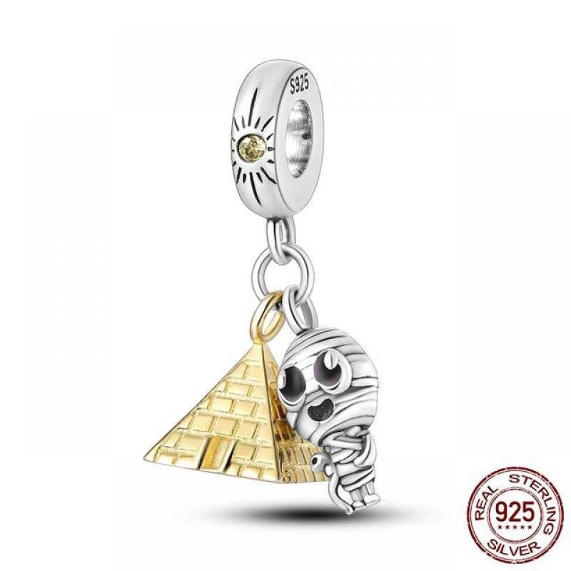 Egypt Pharaoh Dangle Charm Enamel Beads fit MULA Original Charms Bracelet Silver Color Pendant DIY Jewelry Making Gift