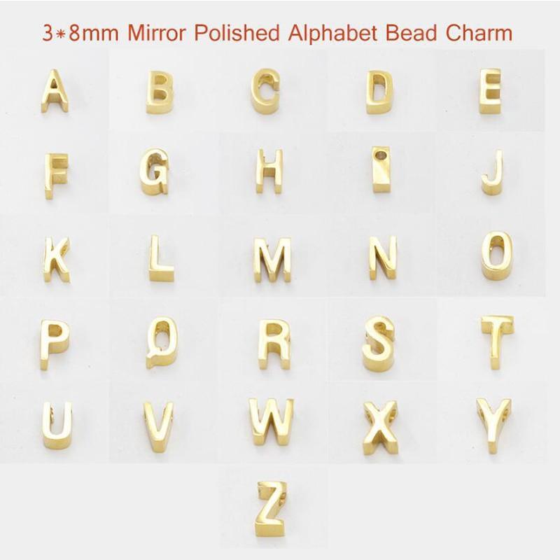 Simple A-Z Initial Pendant Stainless Steel Letter Charms Fashion Name Pendants for Making DIY Necklace Bracelet Earrings bedels