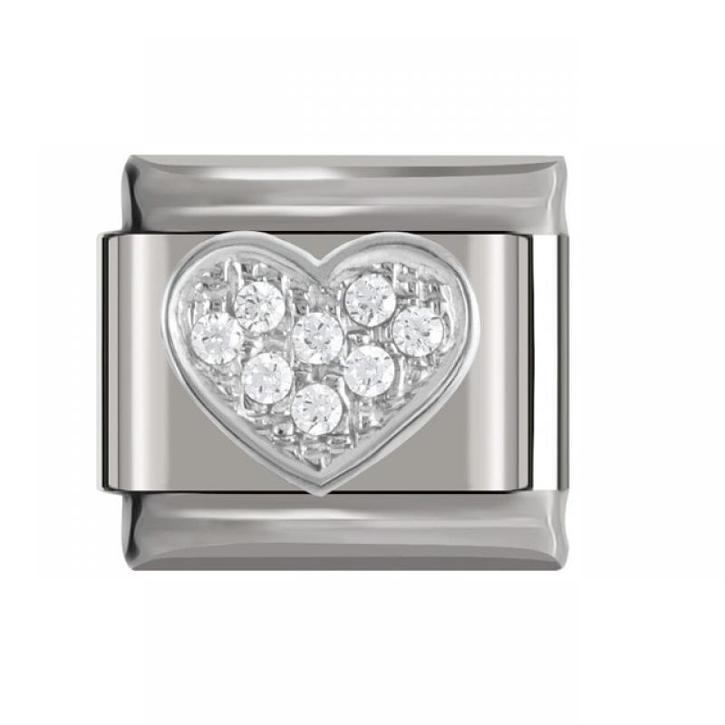 Hapiship New Original Daisy Heart Wing Round CZ High-end Italian Charm Fit 9mm Bracelet Stainless Steel Jewelry Making DJ199