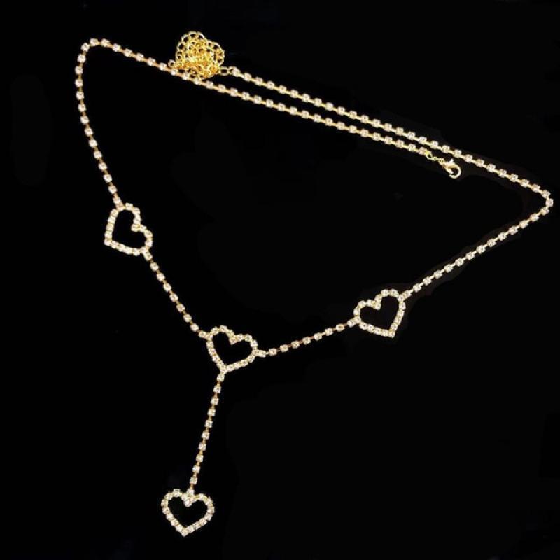Sexy Bohemia Waist Chain love Heart Rhinestone Body Chains Belt Crystal Pendant Summer Beach Bikini Belly Jewelry for Women Girl