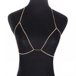 Summer Sexy Chest Chain Shiny Crystal Bra Body Chain Bust Jewelry Harness For Women Charm Simple Beach Bikini Dress Necklaces