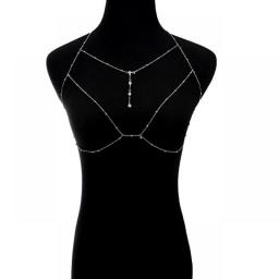 Summer Sexy Chest Chain Bra Bikini Rhinestones Body Chain Beach Harness Necklace Shining Breast Chains For Women Girls Jewelry