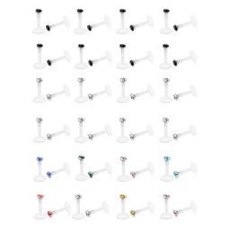 WKOUD 10pcs 16G Acrylic 2MM 2.5MM 3MM CZ Helix Cartilage Tragus Stud Earrings Labret Lip Monroe Ring Body Piercing Jewelry