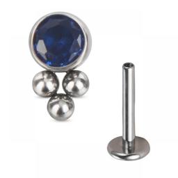 G23 Titanium Ear Studs Threaded 3 Balls Cluster With CZ Bezel Top Labret Lip Stud PIERC Ear Cartilage Tragus Piercing Jewelry