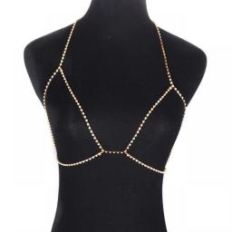 Nightclub Sexy Chest Chain Bra Bikini Shiny Crystal Body Chain Summer Beach Harness Necklaces Breast Chains For Women Jewelry