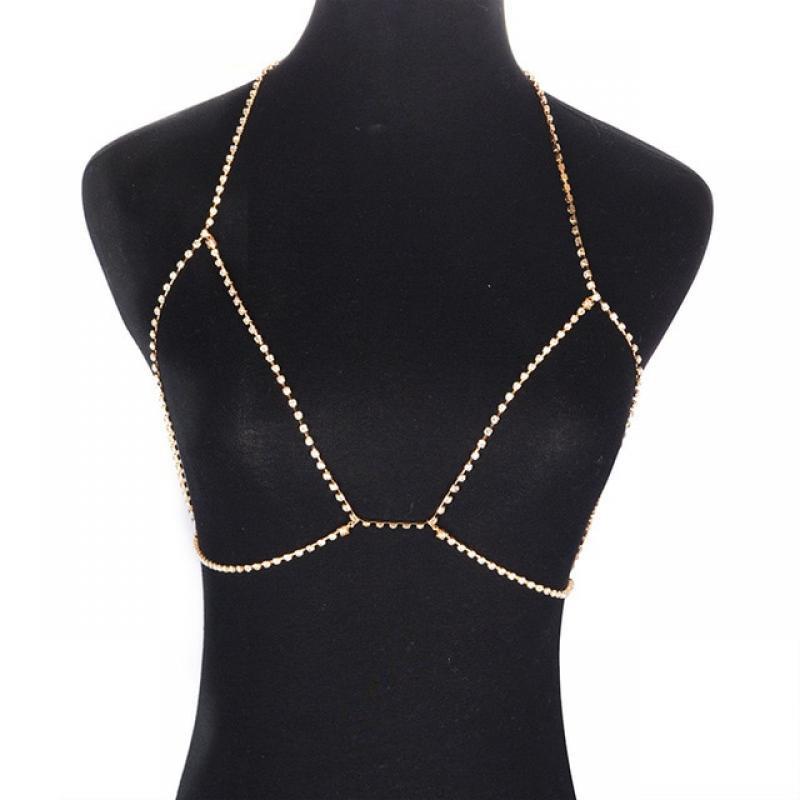 Nightclub Sexy Chest Chain Bra Bikini Shiny Crystal Body Chain Summer Beach Harness Necklaces Breast Chains for Women Jewelry