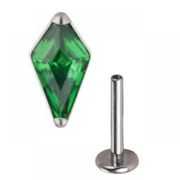 ASTM F136 Titanium Rhombus EAR PIERC Zircon Paved Top Thread Ear Rings Cartilage Tragus Earrings Lip Stud Helix Piercing Jewelry