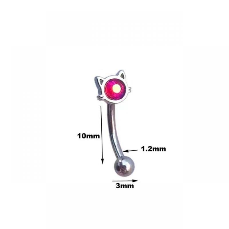 1PC 2023 New Cute Cat Curved Rook Piercing Stainless Steel Eyebrow Piercing Body Piercing  Eyebrow Jewelry 16g