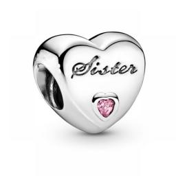 2Pcs/Lot Luxury Friend Wife MOM Heart Charm Beads Pendant DIY Bracelets Necklaces For Women Men Girl DIY Fashion Jewelry Gift