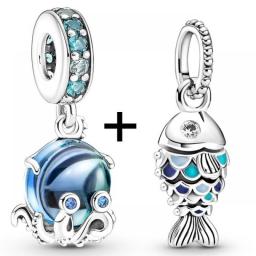 2Pcs Silver Color Crown Dolphin Motorcycle Charm Beads Pendant Fits Original DIY Bracelets Necklaces For Women Men Jewelry Gift