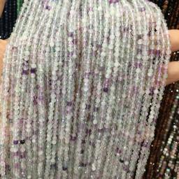 Small Section Beads Natural Stone Faceted Beads Fluorite Tourmaline Round Beads Jewelry Making Bracelet Necklace Size 2mm 3mm