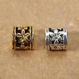 50pcs/lot Hole Size 3mm Antique Gold/Silver Color Charm Beads For Jewelry Metal Big Hole Beads Fit Bracelet Necklace Jewelry
