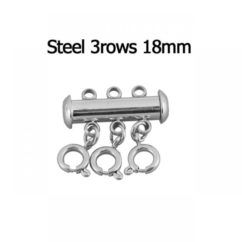 LOULEUR Stainless Steel Spring Buckle Lobster Clasps Connectors Slide Tube Lock Spacer Clasp Multi Strands Magnetic wholesale