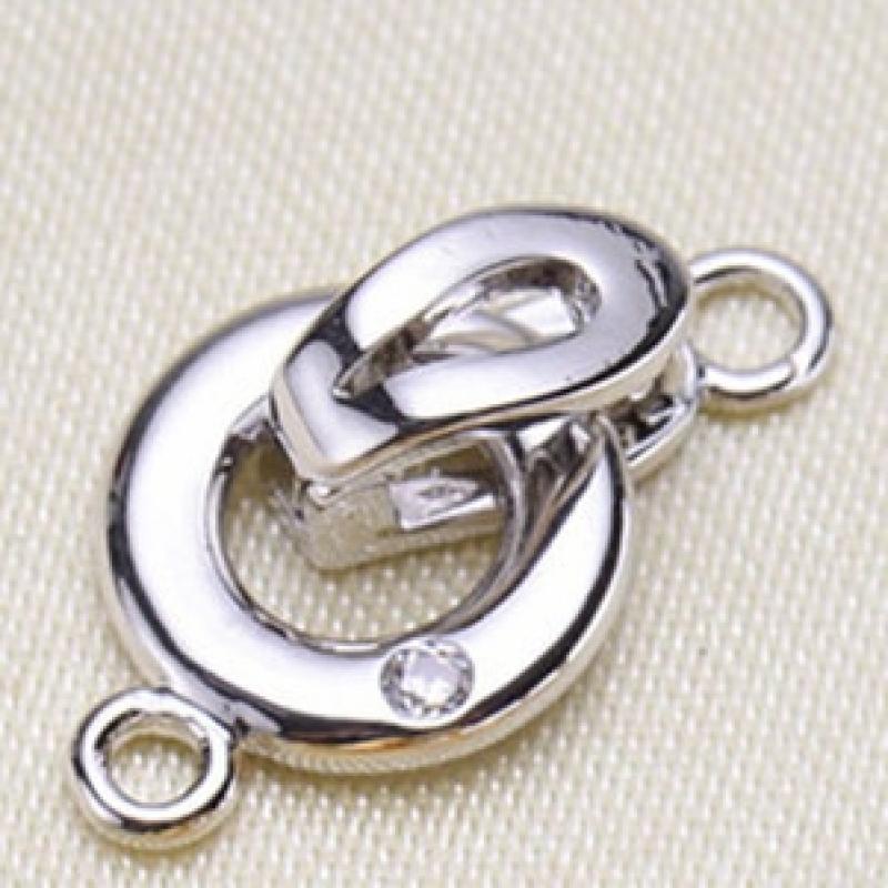 Clasps For Jewelry Making Fastening Accessories 925 silver plating Cubic Zirconia Clasps For DIY Pearls Necklace Bracelet Clasp