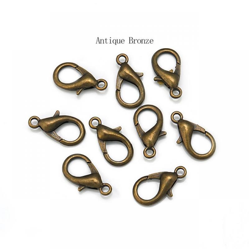 30-50pcs Lobster Clasp Hooks Plated 7 size Zinc alloy for Bracelets Necklaces making DIY Chain Closure Accessories Finding