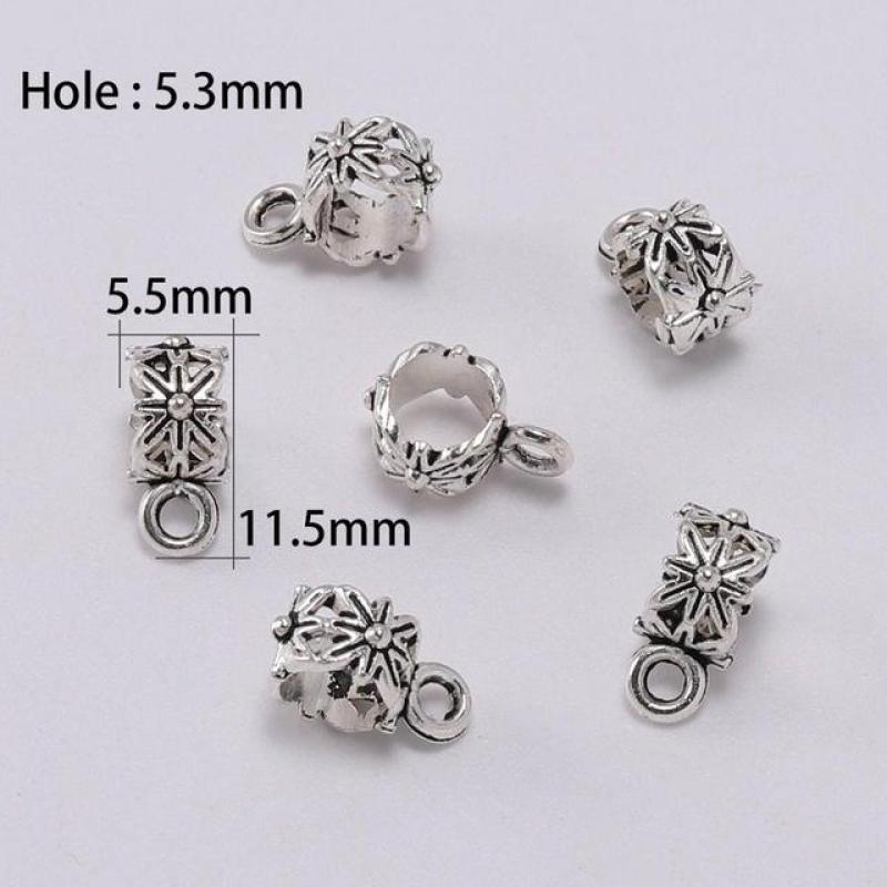 20pcs Antique Charm Bail Beads Spacer Beads Pendant Clips Pendants Clasps Connectors For Bracelet Necklace Jewelry Making