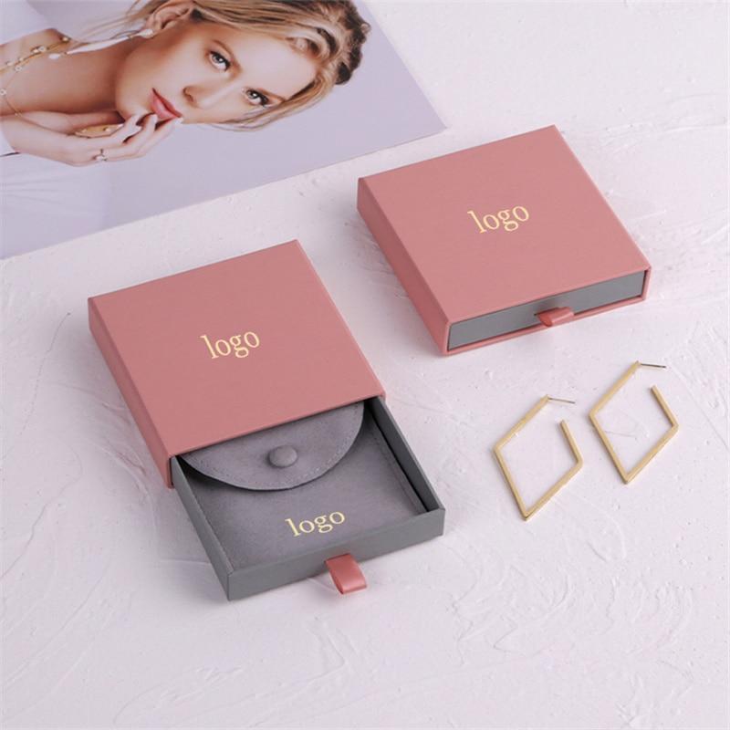 Wholesale 500pcs/lot Luxury Jewelry packaging cardboard jewelry gift Drawer box custom logo