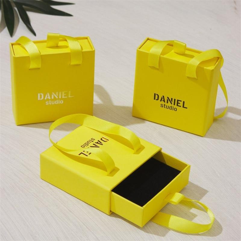 Wholesale 500pcs/lot Custom Jewelry Gift Packaging Cardboard Drawer Box For Ring Earring Necklace