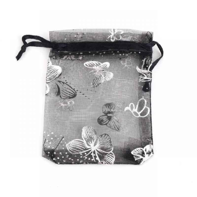 100pcs Colorful Drawstring Heart Butterfly Organza Bags Packaging For Wedding Party Gift Display Jewelry Pouches 7x9 9x12 MM