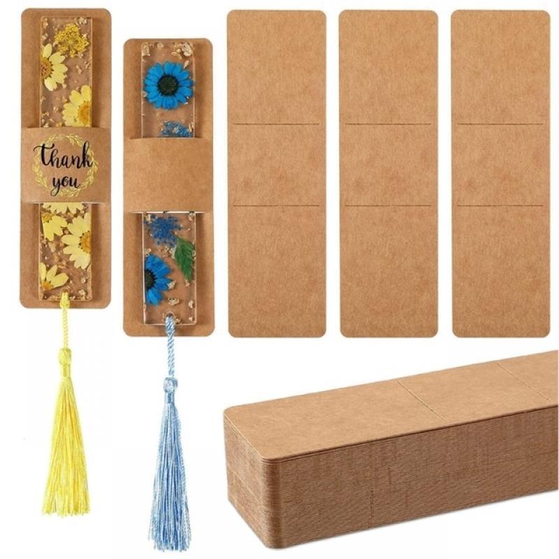 50Pcs Kraft  Sleeves  Holder Resin Bookmarks Blank Display Cards for Small Business Packaging Supplies