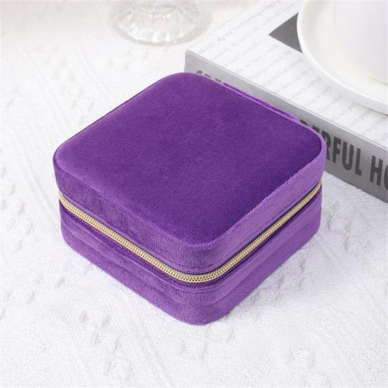 Flannel Portable Jewelry Box Square Luxury Gift Packaging Velvet Jewellery Storage Case Leather Ring Earring Holder Organizer