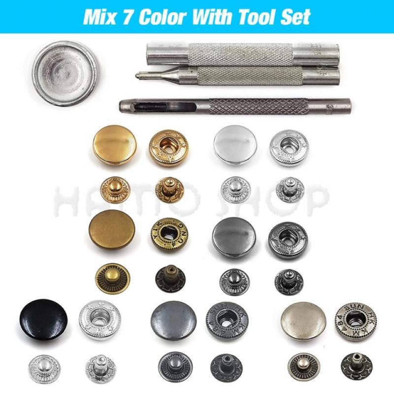 50set Snap Fasteners Metal Snaps Press Button Studs Optional Installation Tools Kit For Leathercraft Clothes Garment Bags Shoes