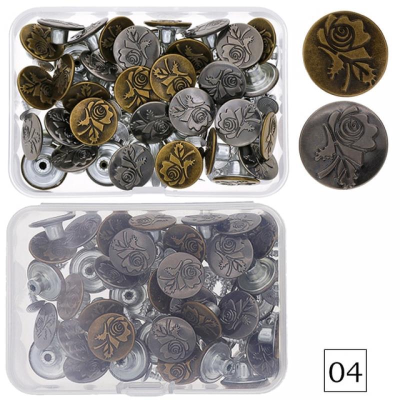 40PCs Screw Bronze Metal Buttons for Clothing Pants Jeans Perfect Fit for Waist Adjust No Nail Metal Jean Buttons w/ Screwdriver