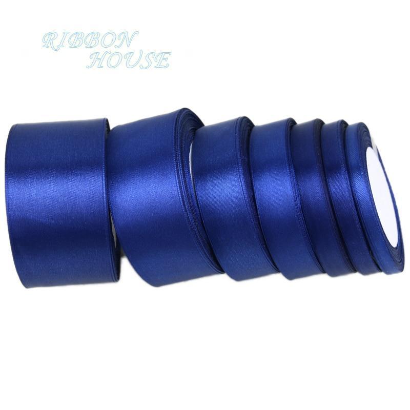 (25 yards/roll) Deep Blue Single Face Satin Ribbon Wholesale Gift Wrapping Christmas ribbons