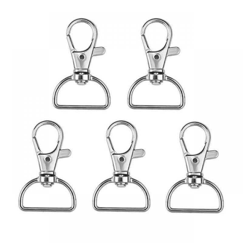 5Pcs Swivel Clasps with D Rings Lanyard Snap Hooks Keychain Clip Hook Metal Lobster Claw Clasps for Key Rings Crafting Sewing