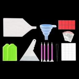 Diamond Painting Tools Sets With 64/56/42/28 Cells Plastic Storage Box Funnel Stickers Etc Kit For Diamond Painting Embroidery