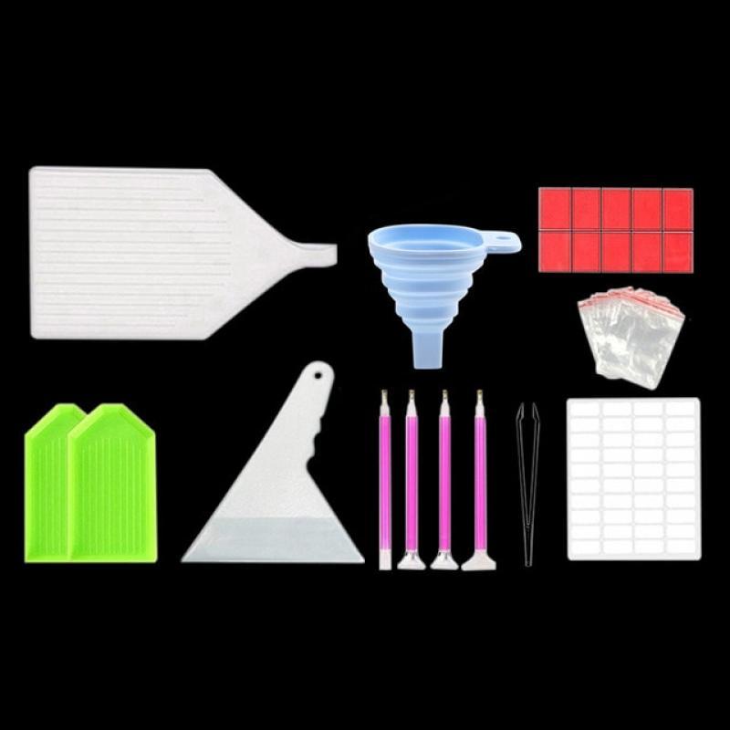 Diamond Painting Tools Sets with 64/56/42/28 Cells Plastic Storage Box Funnel Stickers etc Kit for Diamond Painting Embroidery