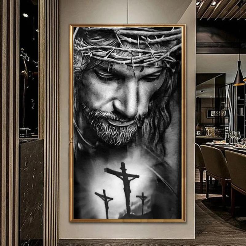 HUACAN 5D DIY Diamond Painting Jesus Cross Full Round Square Embroidery Religion Sale Mosaic Portrait Creative Hobbies
