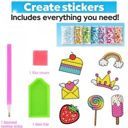 Kids Diamond Painting Stickers Kit 12Pcs DIY Stickers Arts Cartoon Animal Diamond Painting By Numbers Arts Children Toys Gift