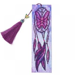 2Pcs 5D DIY Special Shaped Diamond Painting Leather Bookmark Flower Diamond Embroidery Craft Tassel Book Marks Christmas Gifts
