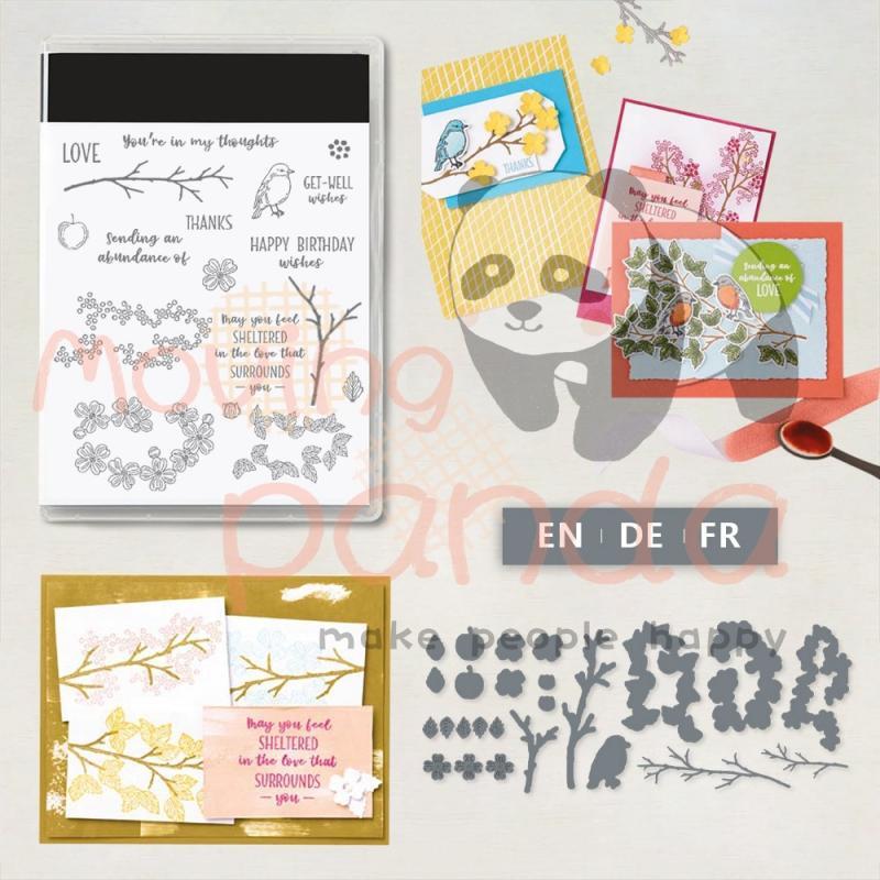 MP721 Spring Flowers Tree And Birds Clear Stamps And Cutting Dies DIY Scrapbooking Silicone Stamps Dies For Cards Decor Crafts