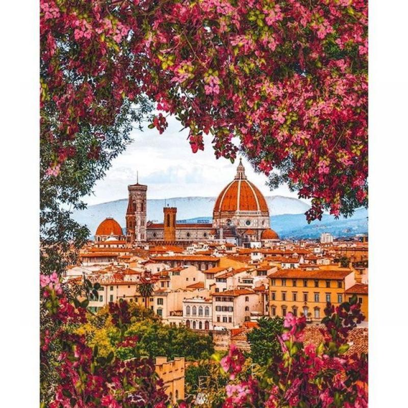CHENISTORY DIY Framed Oil Picture By Numbers HandPainted City Streets Acrylic Paint Landscape On Canvas Home Wall Painting Gift