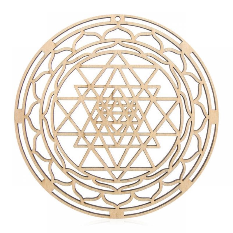 Wooden Wall Art Home Decor Flower Of Life Energy Mat Decorative Boards Crafts Slice Wood Base Coasters Sacred Geometry Ornament