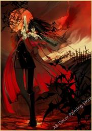 Anime Hellsing Poster Alucard Retro Kraft Paper Prints Hellsing Ultimate Vintage Home Room Club Bar Cafe Art Wall Decor Painting