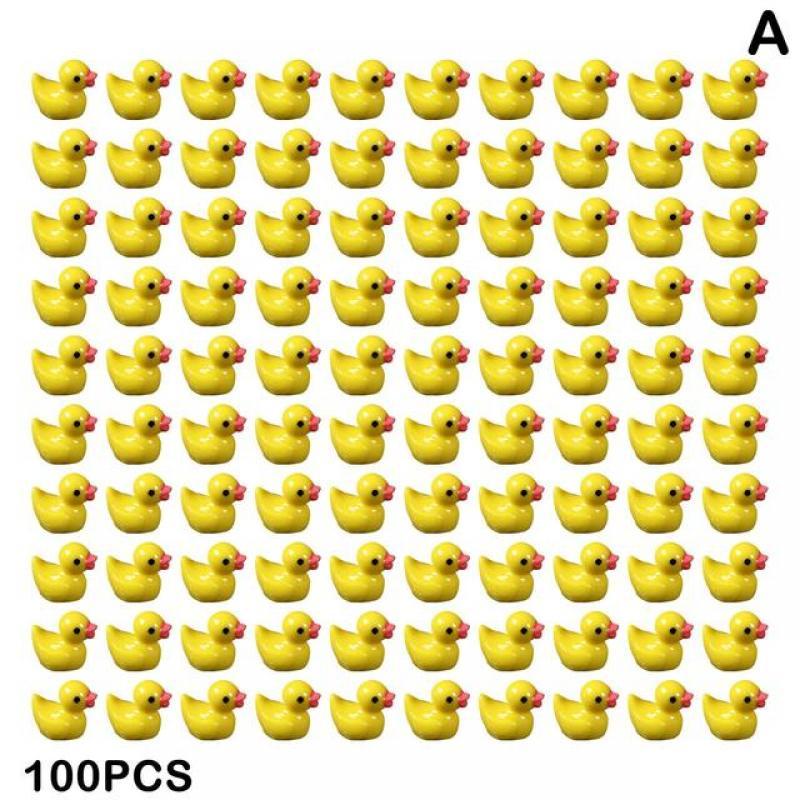 100pcs Resin Mini Duck Miniature Figurines Ornaments Decor Yellow Animal Garden Crafts Tiny Duck Landscape Plants Fairy Mic X7t8