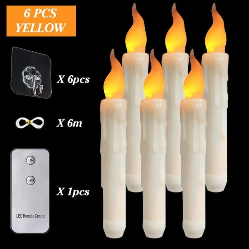 Floating LED Candles with Remote Control Flickering Flameless Taper Candles Christmas Party Supplies Home Church Wedding Decor