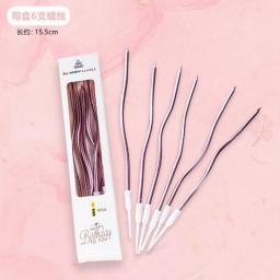 6Pcs Curved Cake Candles Birthday Baby Shower Gender Reveal Cupcake Decorating Candle Toppers Wedding Party Decorative Supplies