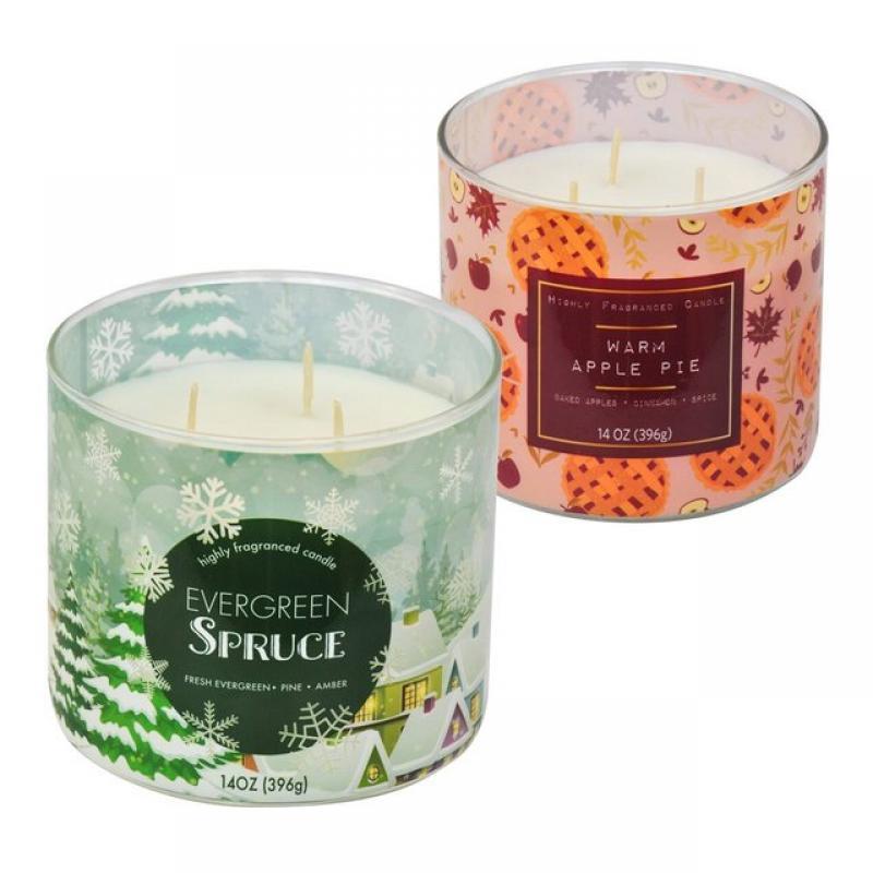 POPTOP 3-Wick Candle, 14 oz, 2-Pack, Fresh Baked Cookies and Cranberry Mandarin