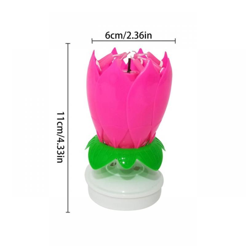 Cake Candle Electronic Rotating Lotus Decorative Candle Including 14 Candles for Children Birthday Party Decor
