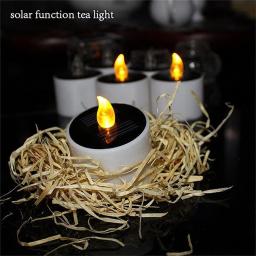 Solar Flameless LED Candle Lights Simulation Flameless Flickering Tea Lights Outdoor Garden Light Romantic Wedding Party Decor
