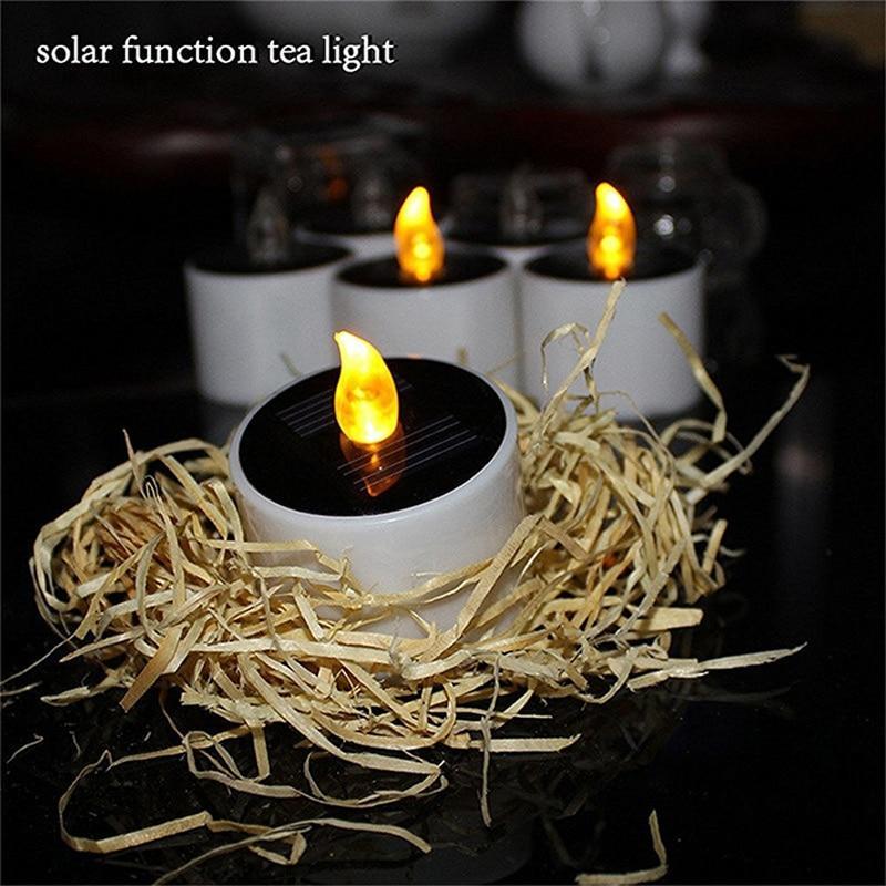 Solar Flameless LED Candle Lights Simulation Flameless Flickering Tea Lights Outdoor Garden Light Romantic Wedding Party Decor