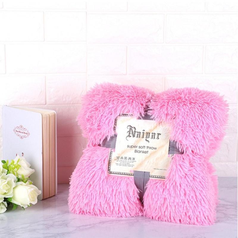 Super Soft Warm Fur Blanket Fluffy Shaggy Sofa Blankets Bed Bedspread Beige White Warm Bedding Sheet Cozy Blanket